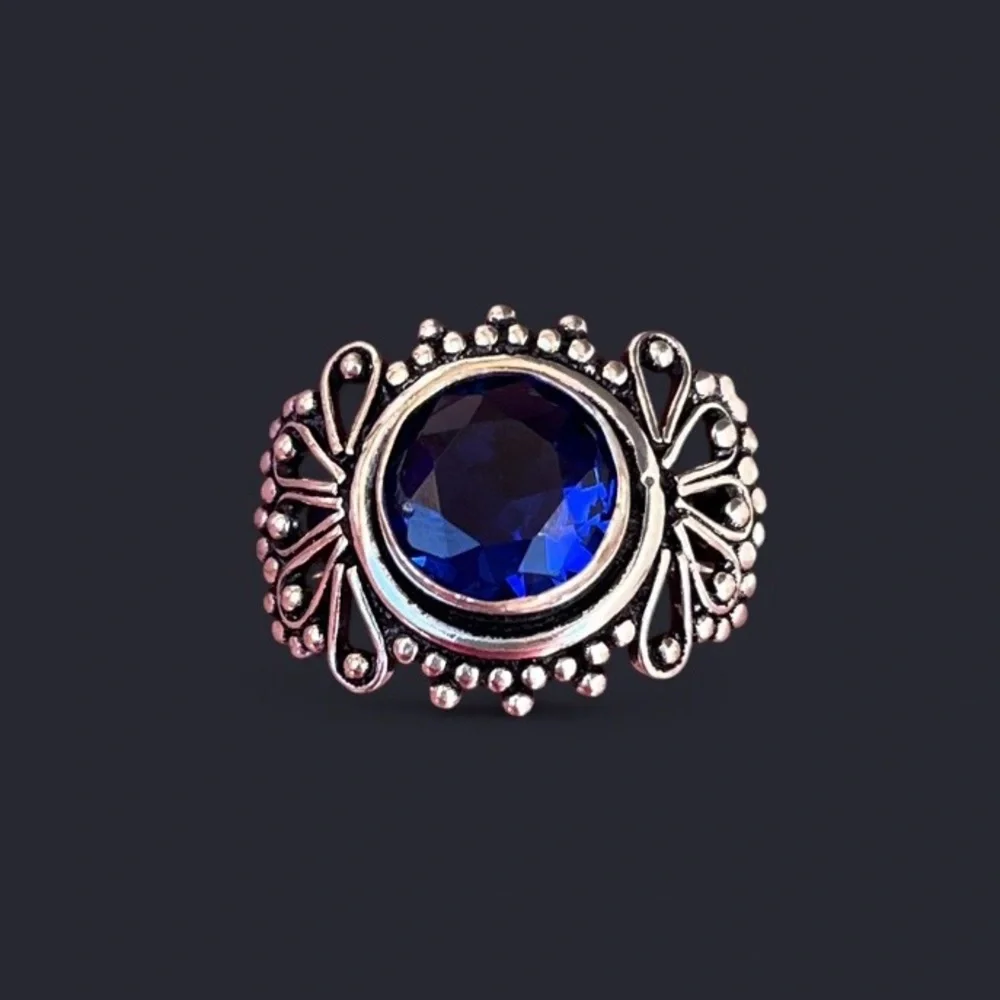 Handcrafted Faceted Tanzanite Sterling Silver Ring